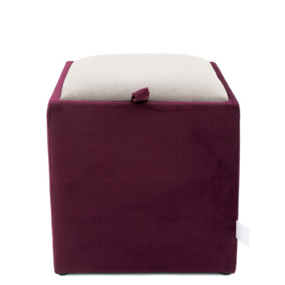 Taburet Box, corp mov, capac crem, stofa, 41x37x37 cm - imagine 2