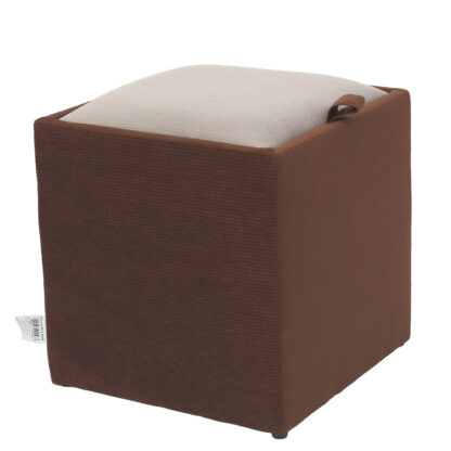 Taburet Box, corp maro, capac crem, stofa, 41x37x37 cm