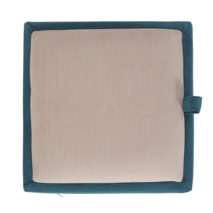Taburet Box, corp turcoaz, capac crem, stofa, 41x37x37 cm - imagine 6