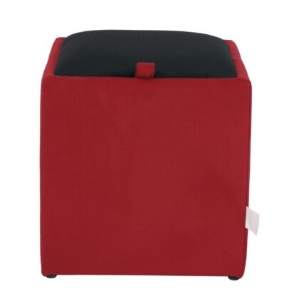 Taburet Box, corp rosu, capac negru, stofa, 41x37x37 cm - imagine 3