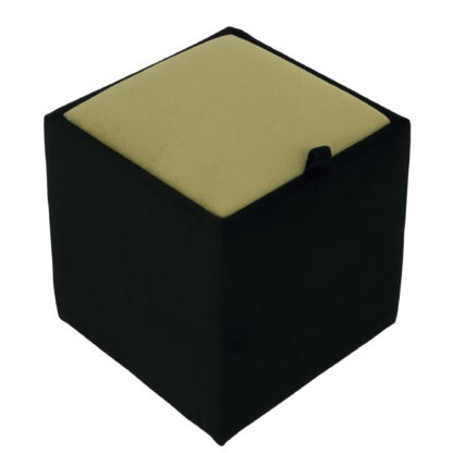 Taburet Box, corp negru, capac verde, stofa, 41x37x37 cm - imagine 2