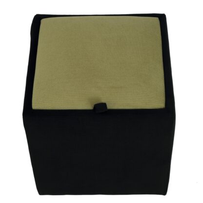 Taburet Box, corp negru, capac verde, stofa, 41x37x37 cm - imagine 4