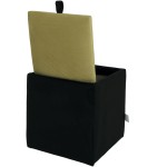 Taburet Box, corp negru, capac verde, stofa, 41x37x37 cm - imagine 5