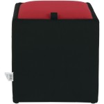 Taburet Box, corp negru, capac rosu, stofa, 41x37x37 cm - imagine 5