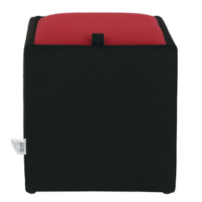Taburet Box, corp negru, capac rosu, stofa, 41x37x37 cm - imagine 5