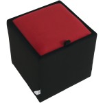 Taburet Box, corp negru, capac rosu, stofa, 41x37x37 cm - imagine 4