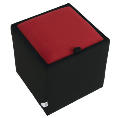Taburet Box, corp negru, capac rosu, stofa, 41x37x37 cm - imagine 4