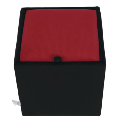 Taburet Box, corp negru, capac rosu, stofa, 41x37x37 cm - imagine 3