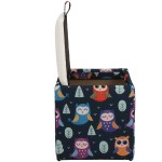 Taburet Box Print, corp tapitat Bufnite, capac imitatie piele alb, 41x37x37 cm - imagine 4