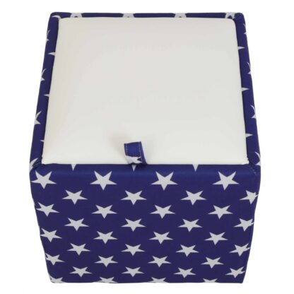 Taburet Box Print, corp tapitat Steag USA stele, capac imitatie piele alb, 41x37x37 cm - imagine 5