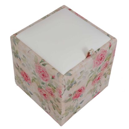 Taburet Box Print, corp tapitat Trandafiri vintage, capac imitatie piele alb, 41x37x37 cm - imagine 4