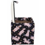 Taburet Box Print, corp tapitat Unicorni, capac imitatie piele alb, 41x37x37 cm - imagine 3