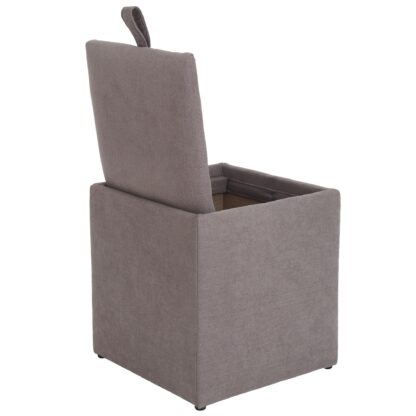Taburet Box, gri deschis, stofa, 41x37x37 cm - imagine 3