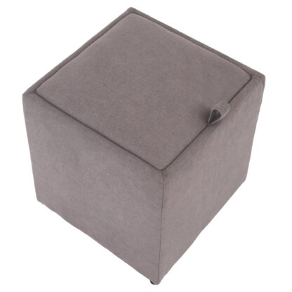 Taburet Box, gri deschis, stofa, 41x37x37 cm