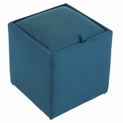 Taburet Box, turcoaz, stofa, 41x37x37 cm