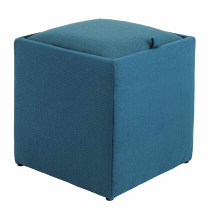 Taburet Box, turcoaz, stofa, 41x37x37 cm - imagine 2