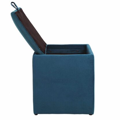 Taburet Box, turcoaz, stofa, 41x37x37 cm - imagine 4