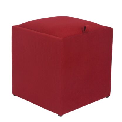Taburet Box, rosu, stofa, 41x37x37 cm