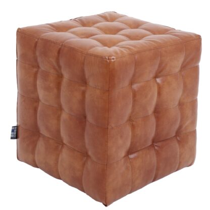 Taburet Bump, imitatie piele cognac, 41x38x38 cm