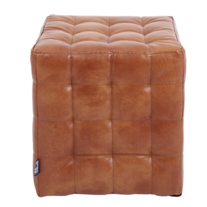 Taburet Bump, imitatie piele cognac, 41x38x38 cm - imagine 3