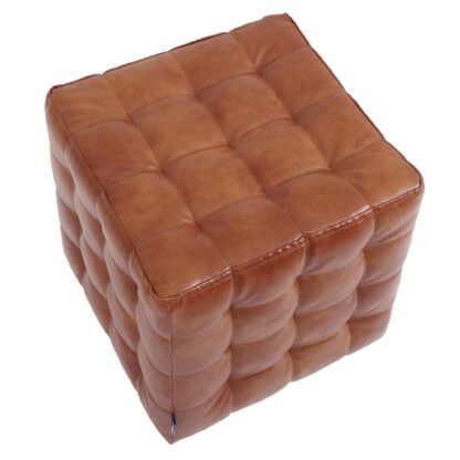 Taburet Bump, imitatie piele cognac, 41x38x38 cm - imagine 2