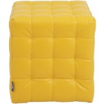 Taburet Bump, imitatie piele galben, 41x38x38 cm - imagine 3