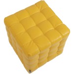 Taburet Bump, imitatie piele galben, 41x38x38 cm - imagine 4