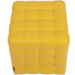 Taburet Bump, imitatie piele galben, 41x38x38 cm - imagine 2