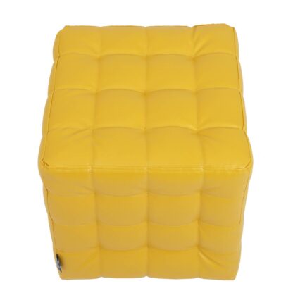 Taburet Bump, imitatie piele galben, 41x38x38 cm - imagine 2