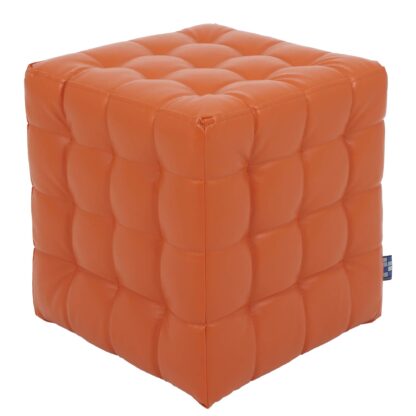 Taburet Bump, imitatie piele portocaliu, 41x38x38 cm