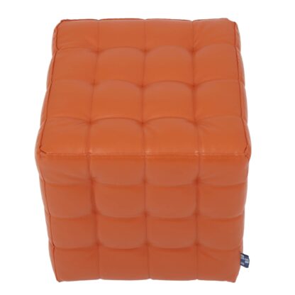 Taburet Bump, imitatie piele portocaliu, 41x38x38 cm - imagine 3