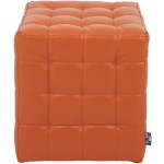 Taburet Bump, imitatie piele portocaliu, 41x38x38 cm - imagine 2