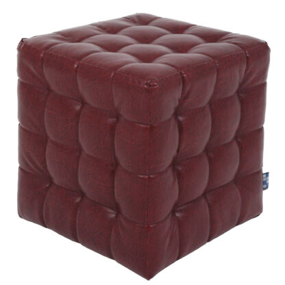 Taburet Bump, imitatie piele visiniu, 41x38x38 cm