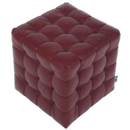Taburet Bump, imitatie piele visiniu, 41x38x38 cm - imagine 4