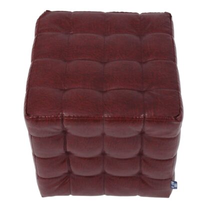 Taburet Bump, imitatie piele visiniu, 41x38x38 cm - imagine 3