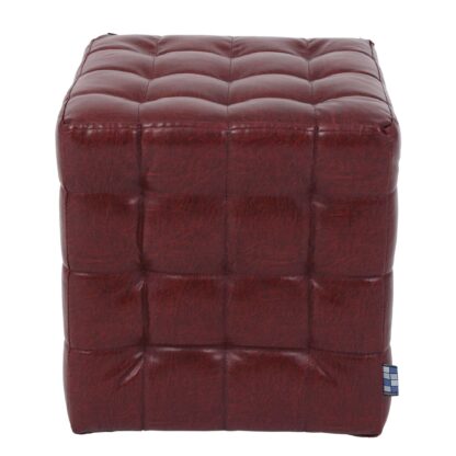 Taburet Bump, imitatie piele visiniu, 41x38x38 cm - imagine 2