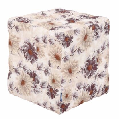 Taburet Bump Print Floral, stofa maro, 41x38x38 cm