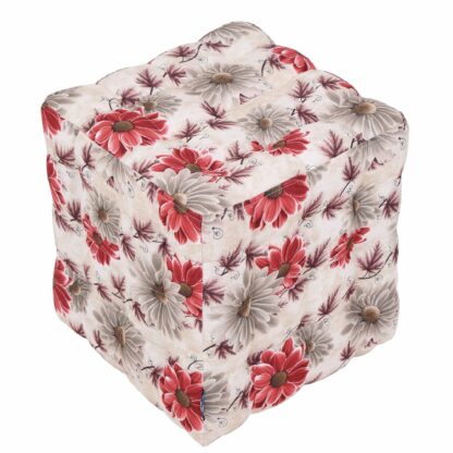 Taburet Bump Print Floral, stofa rosu, 41x38x38 cm - imagine 6
