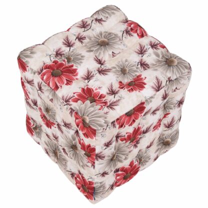 Taburet Bump Print Floral, stofa rosu, 41x38x38 cm - imagine 4