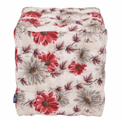 Taburet Bump Print Floral, stofa rosu, 41x38x38 cm - imagine 2