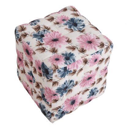 Taburet Bump Print Floral, stofa turcoaz, 41x38x38 cm - imagine 5
