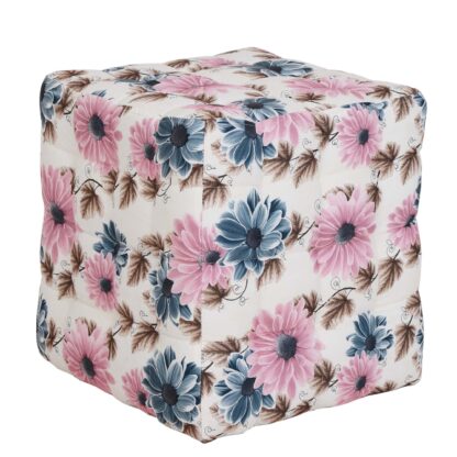 Taburet Bump Print Floral, stofa turcoaz, 41x38x38 cm - imagine 3
