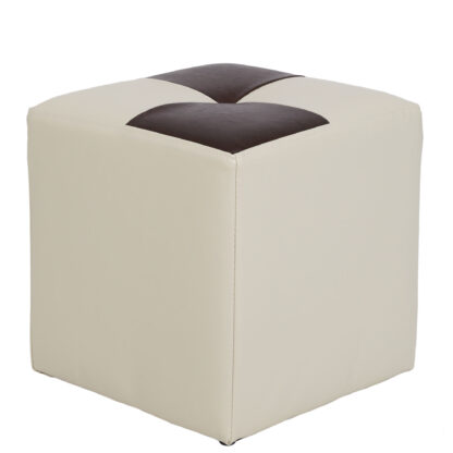 Taburet Cool, crem/maro, piele ecologica, 36x35x35 cm - imagine 2