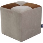 Taburet Cool, crem/maro, stofa, 36x35x35 cm - imagine 3