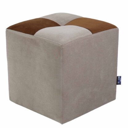Taburet Cool, crem/maro, stofa, 36x35x35 cm - imagine 3