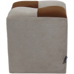 Taburet Cool, crem/maro, stofa, 36x35x35 cm