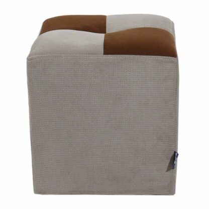 Taburet Cool, crem/maro, stofa, 36x35x35 cm