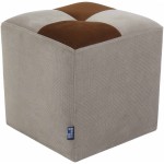 Taburet Cool, crem/maro, stofa, 36x35x35 cm - imagine 2