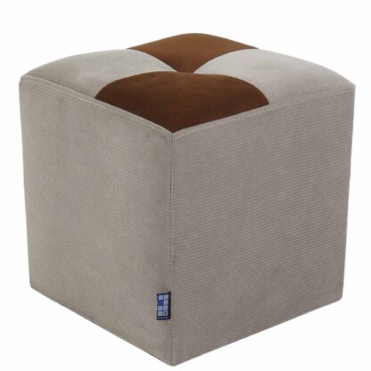Taburet Cool, crem/maro, stofa, 36x35x35 cm - imagine 2