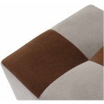 Taburet Cool, crem/maro, stofa, 36x35x35 cm - imagine 4